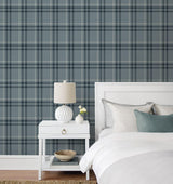 Seabrook Calverlay Plaid Light Blue Wallpaper