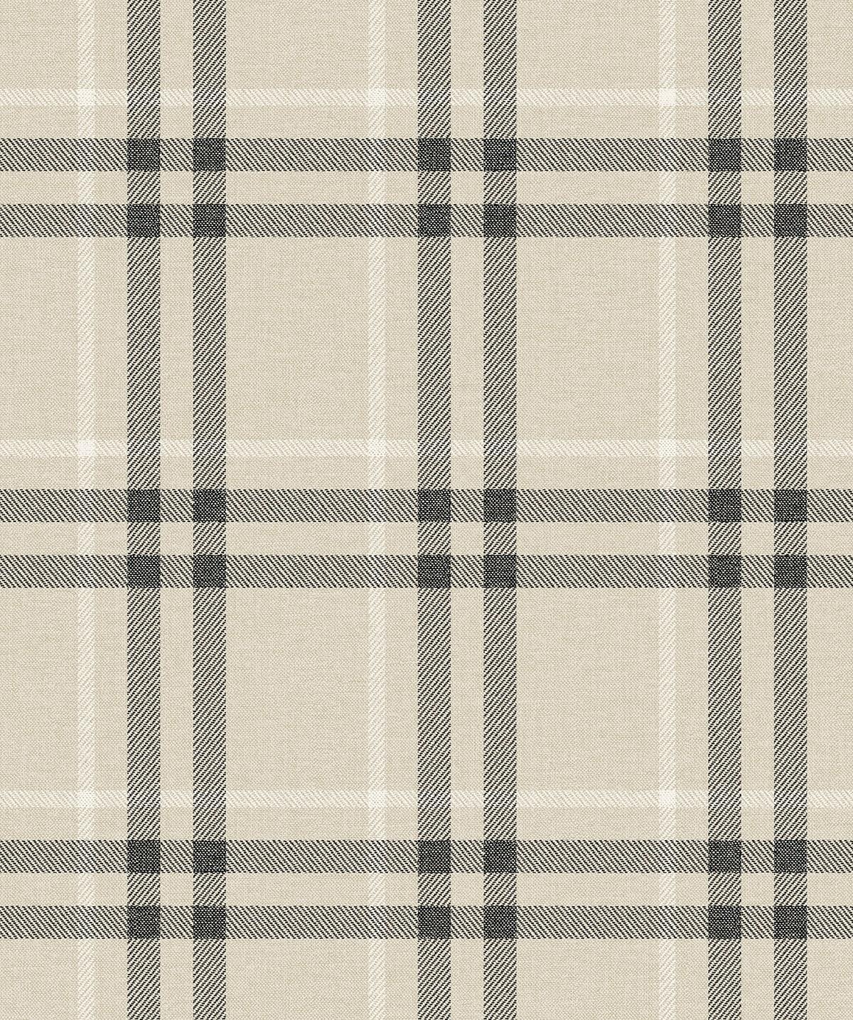 Seabrook Calverlay Plaid Linen & Ebony Wallpaper