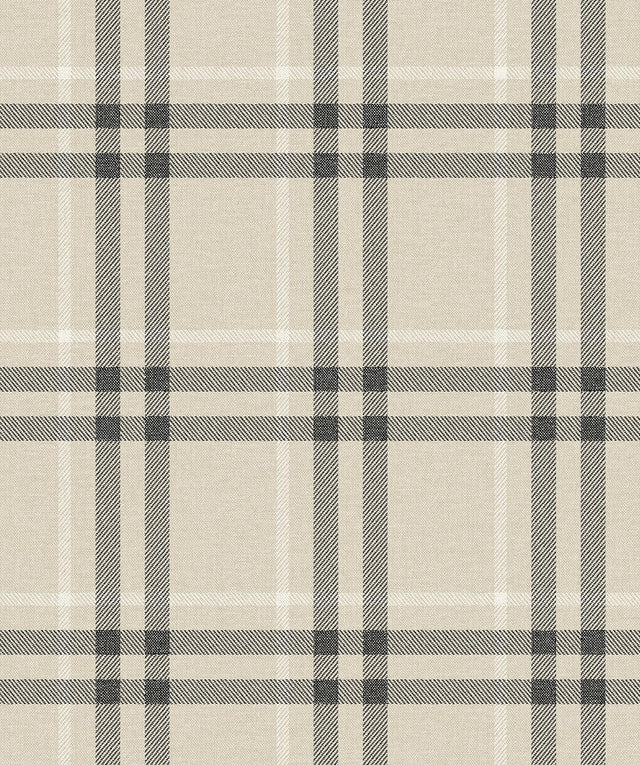 Seabrook Calverlay Plaid Linen & Ebony Wallpaper