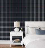 Seabrook Calverlay Plaid Blue & Red Wallpaper