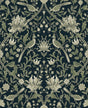 Seabrook Vintage Bird Ogee Blue & Sage Wallpaper