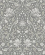 Seabrook Vintage Bird Ogee Grey Wallpaper