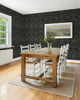 Seabrook Filigree Floral Midnight Blue & Sage Wallpaper