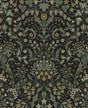 Seabrook Filigree Floral Ebony & Sage Wallpaper