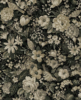 Seabrook Vintage Bird Garden Ebony & Pale Fern Wallpaper