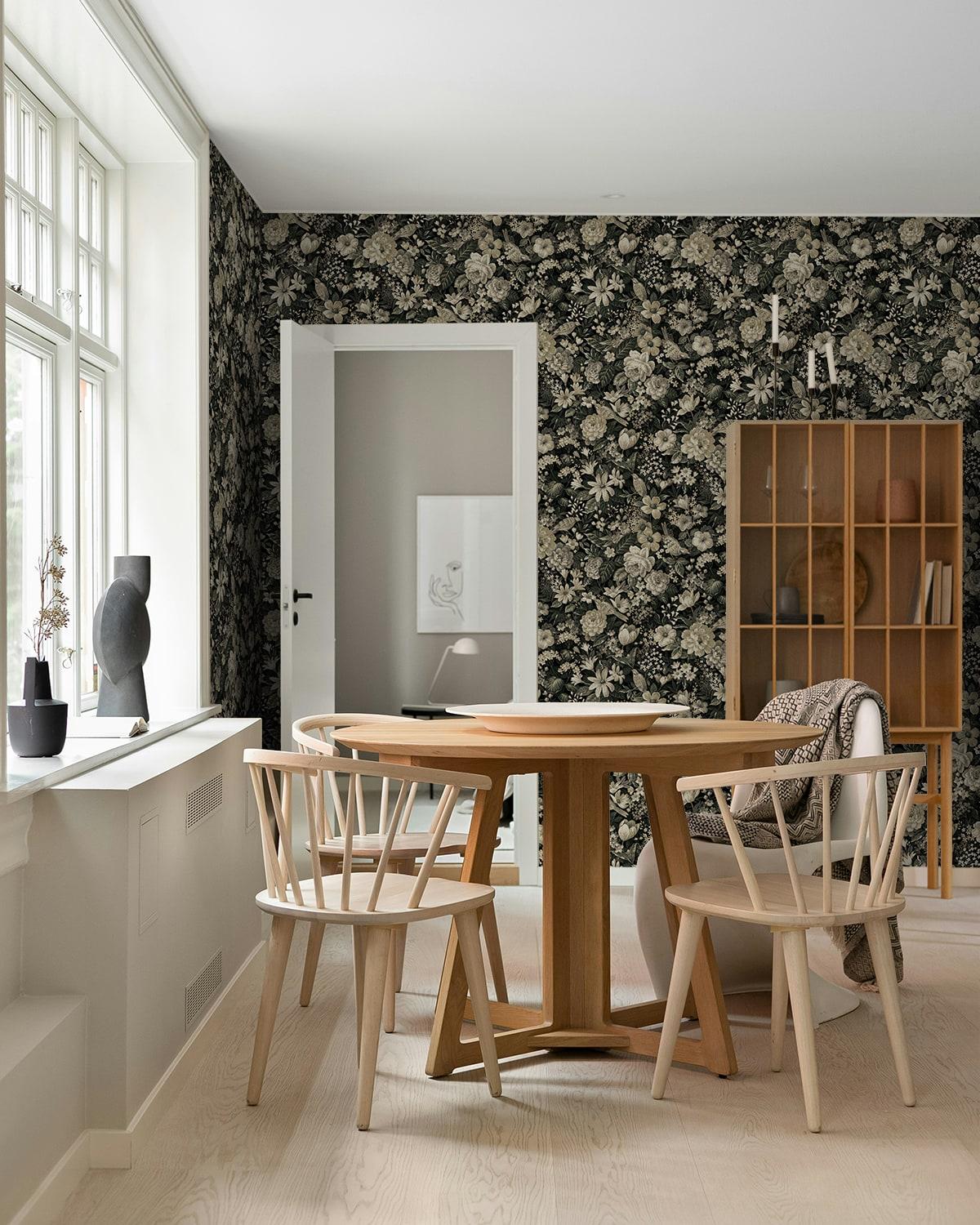 Seabrook Vintage Bird Garden Ebony & Pale Fern Wallpaper