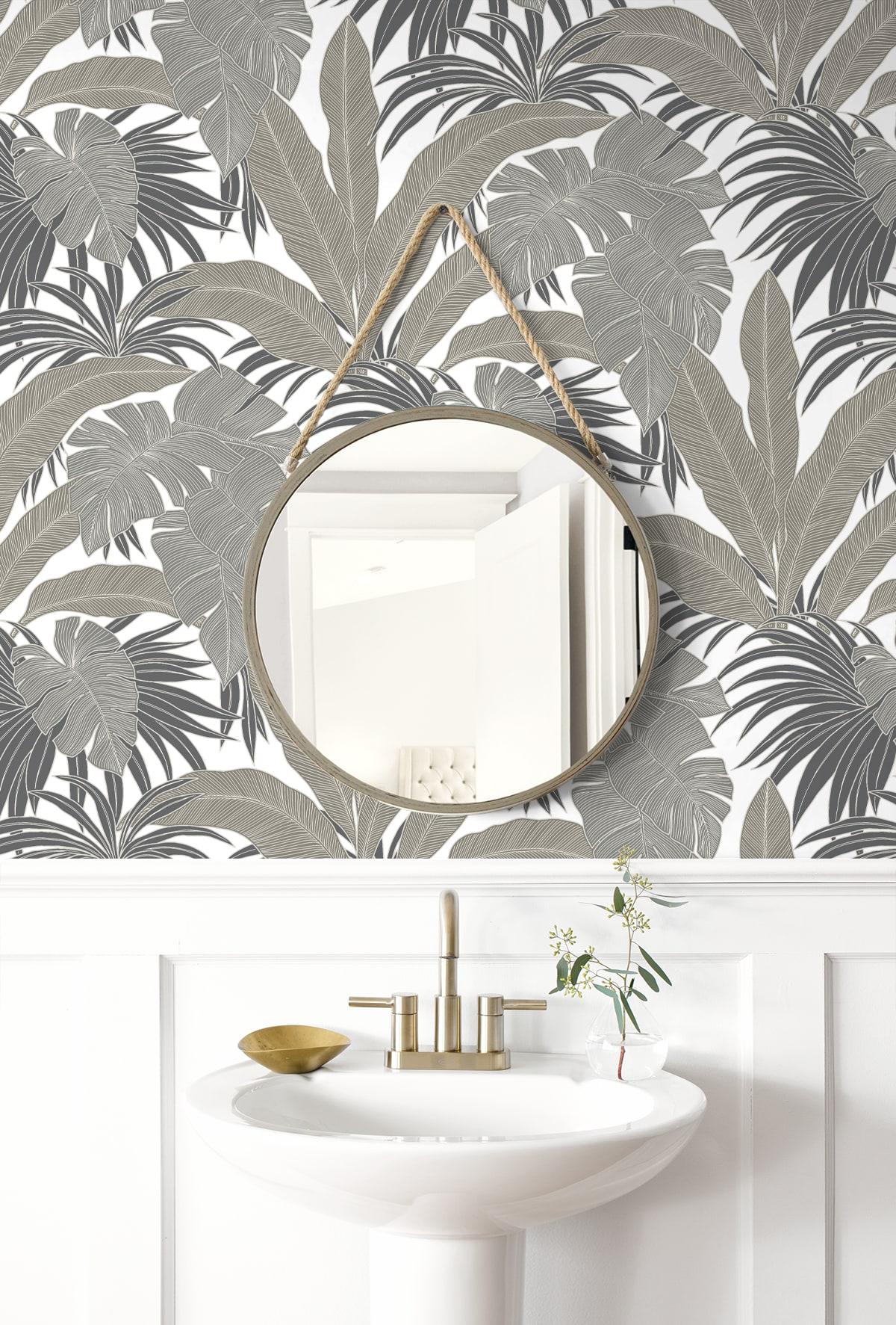 Seabrook Laguna Leaf Pavestone Wallpaper