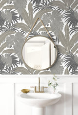 Seabrook Laguna Leaf Pavestone Wallpaper