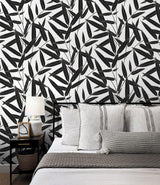 Seabrook Leaf Branch Trail Ebony Wallpaper