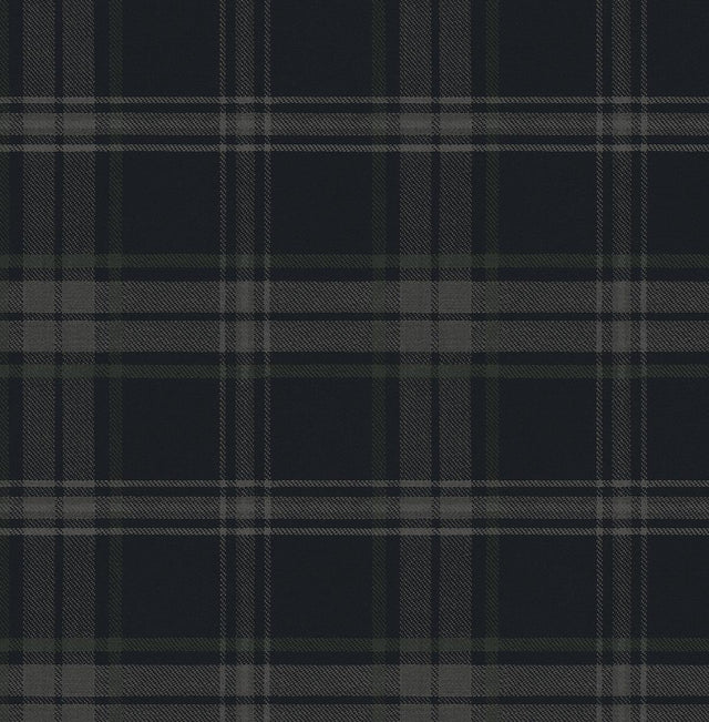 Seabrook Sennehill Plaid Dark Blue & Evergreen Wallpaper