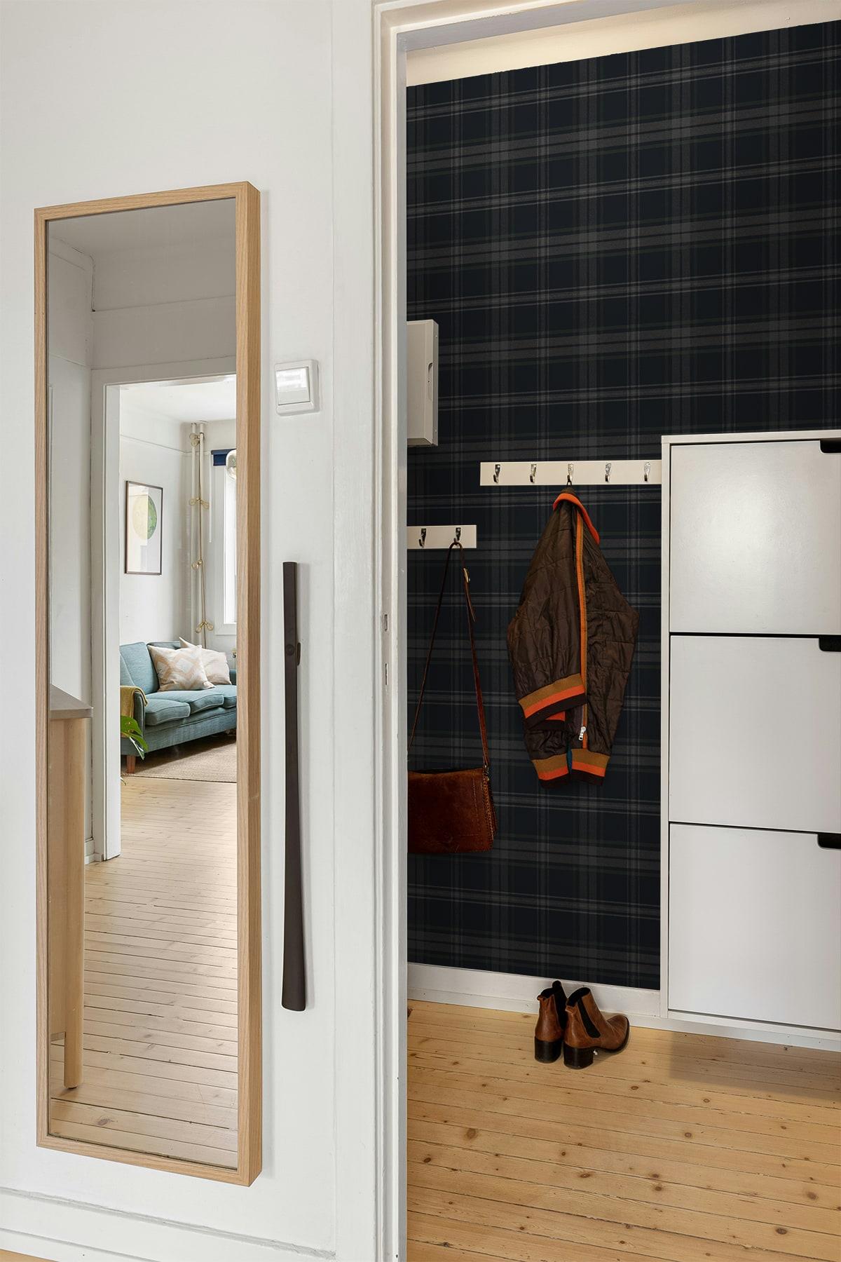 Seabrook Sennehill Plaid Dark Blue & Evergreen Wallpaper