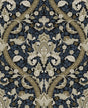 Seabrook Acanthus Ogee Blue & Natural Wallpaper