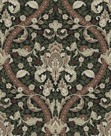 Seabrook Acanthus Ogee Ebony & Clay Wallpaper