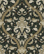 Seabrook Acanthus Ogee Ebony & Green Wallpaper