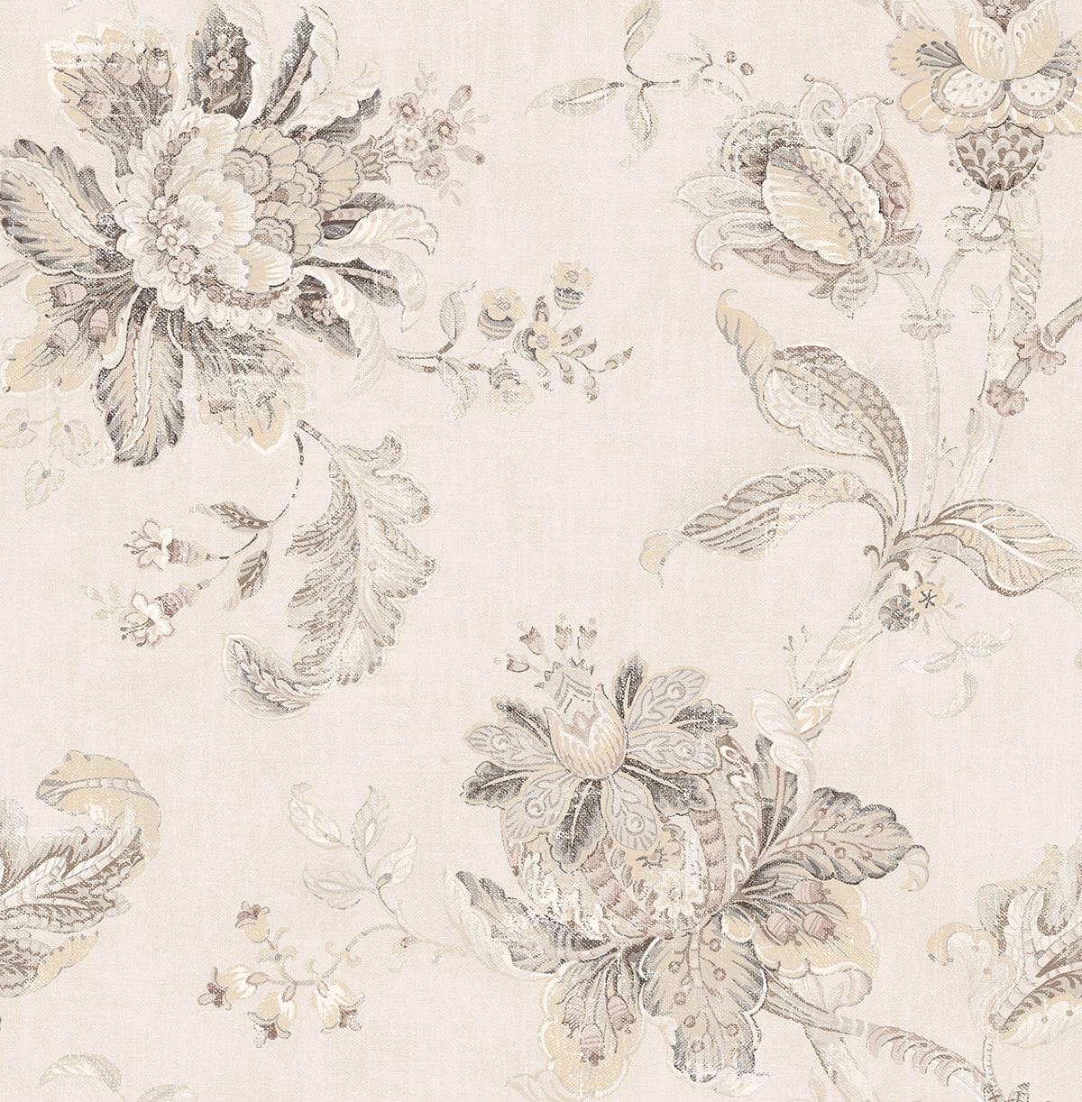 Seabrook Anelda Jacobean Linen & Latte Wallpaper