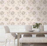 Seabrook Anelda Jacobean Linen & Latte Wallpaper