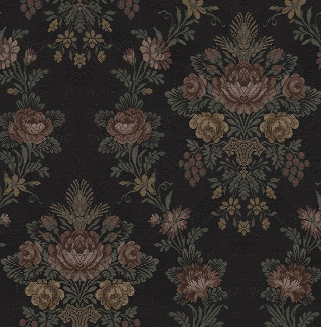 Seabrook Hasset Tapestry Floral Wrought Iron Wallpaper