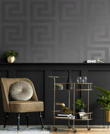 Seabrook Geometric Maze Graphite Wallpaper