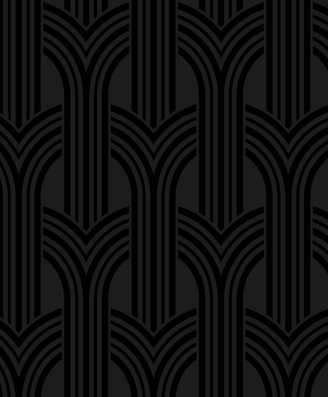Seabrook Geometric Arches Onyx Wallpaper