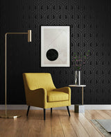 Seabrook Geometric Arches Onyx Wallpaper