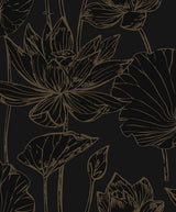 Seabrook Lotus Garden Floral Wrought Iron & Gold Wallpaper