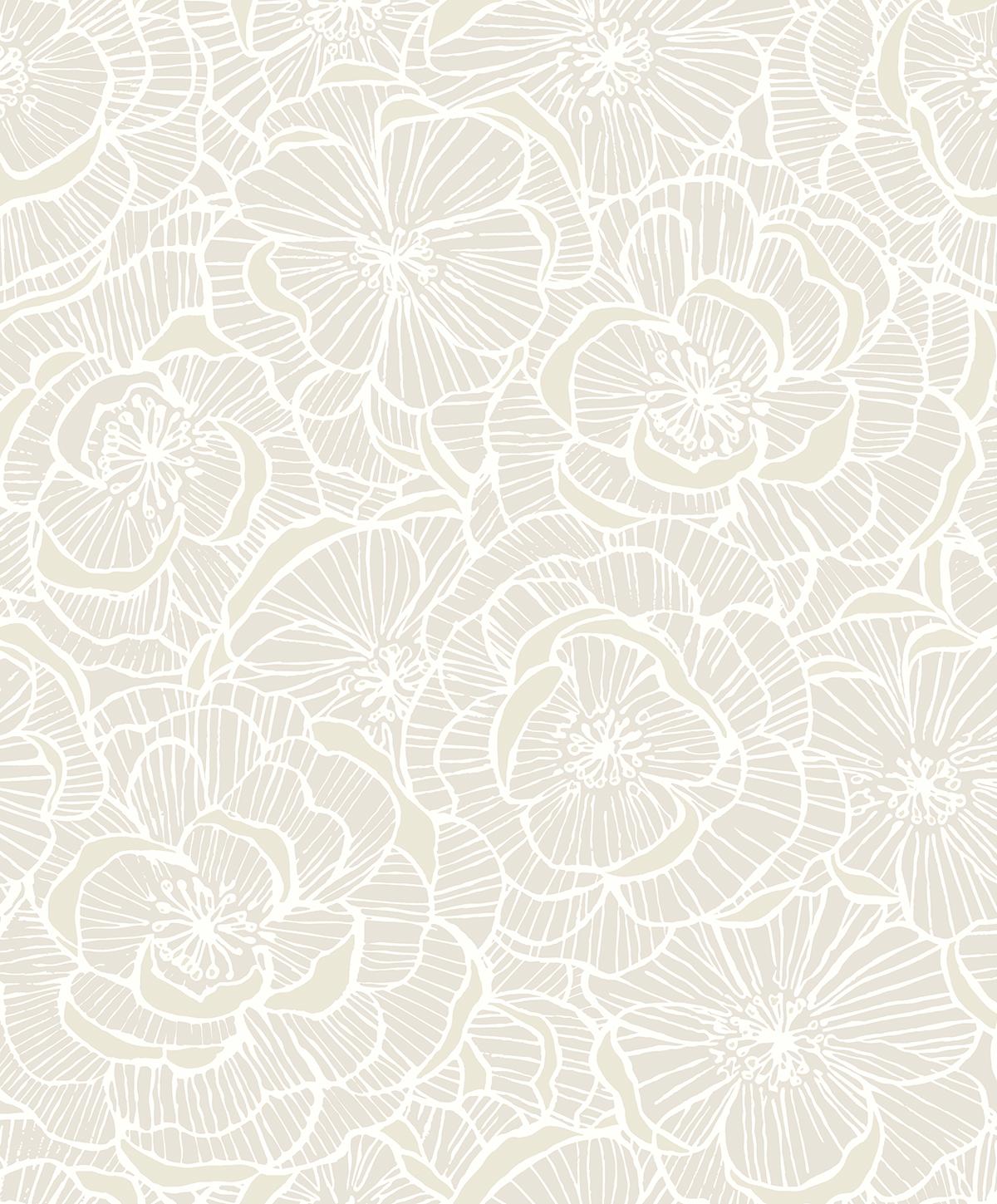 Seabrook Camellia Floral Metallic Pearl Wallpaper