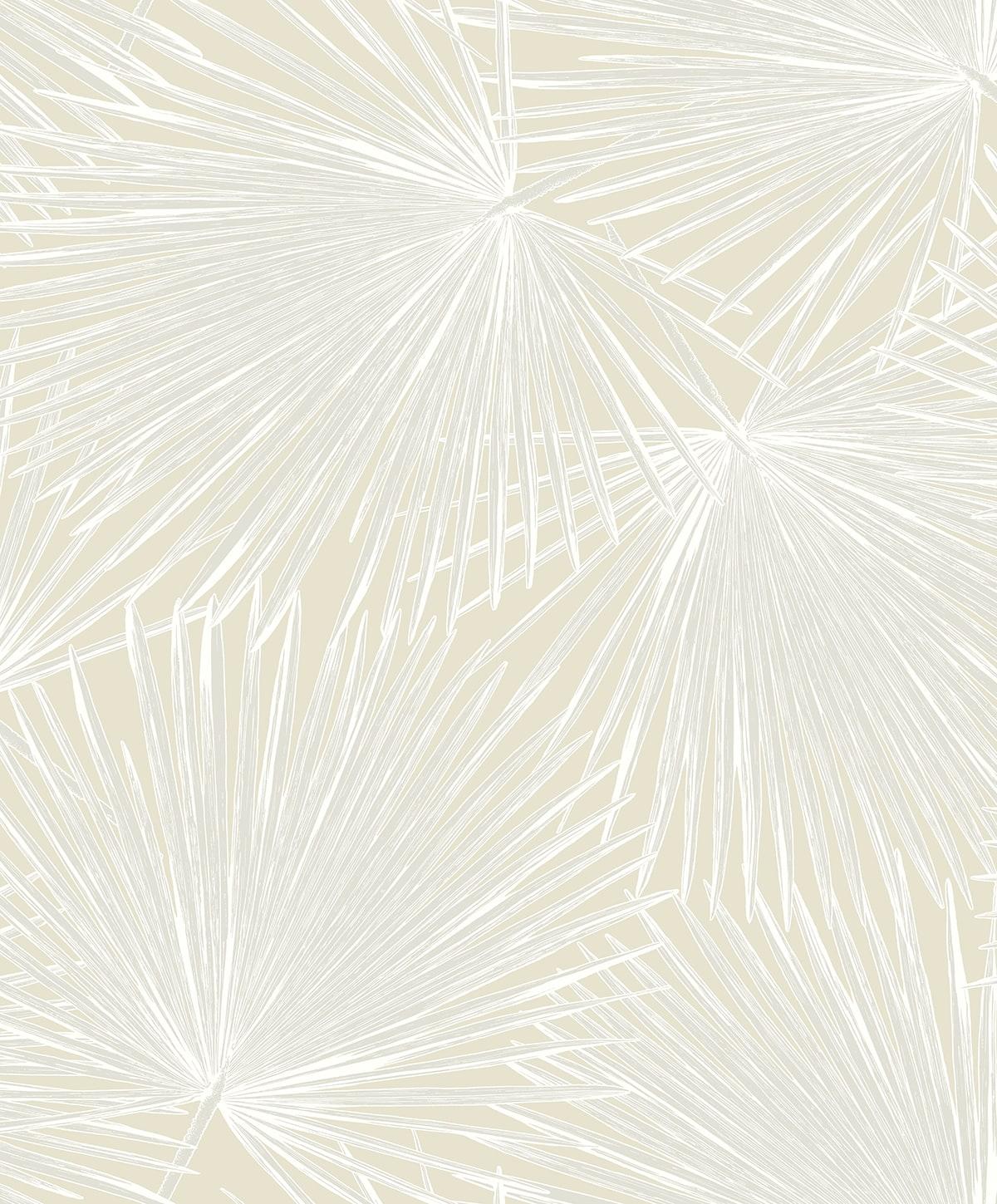 Seabrook Palmate Leaf Frond Pearl Wallpaper