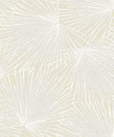 Seabrook Palmate Leaf Frond Pearl Wallpaper