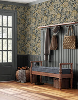 Seabrook Acanthus Garden Floral Midnight Blue & Neutral Wallpaper