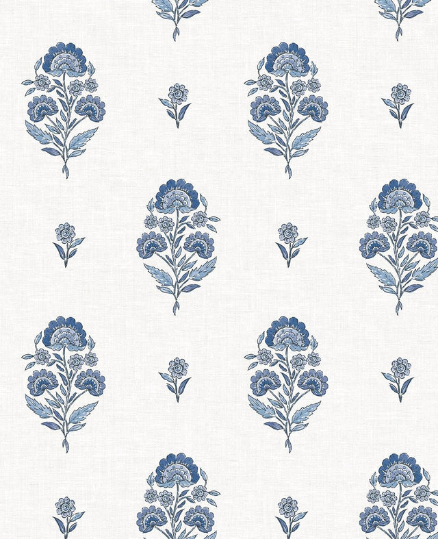 Seabrook Floral Spot Delft Blue Wallpaper