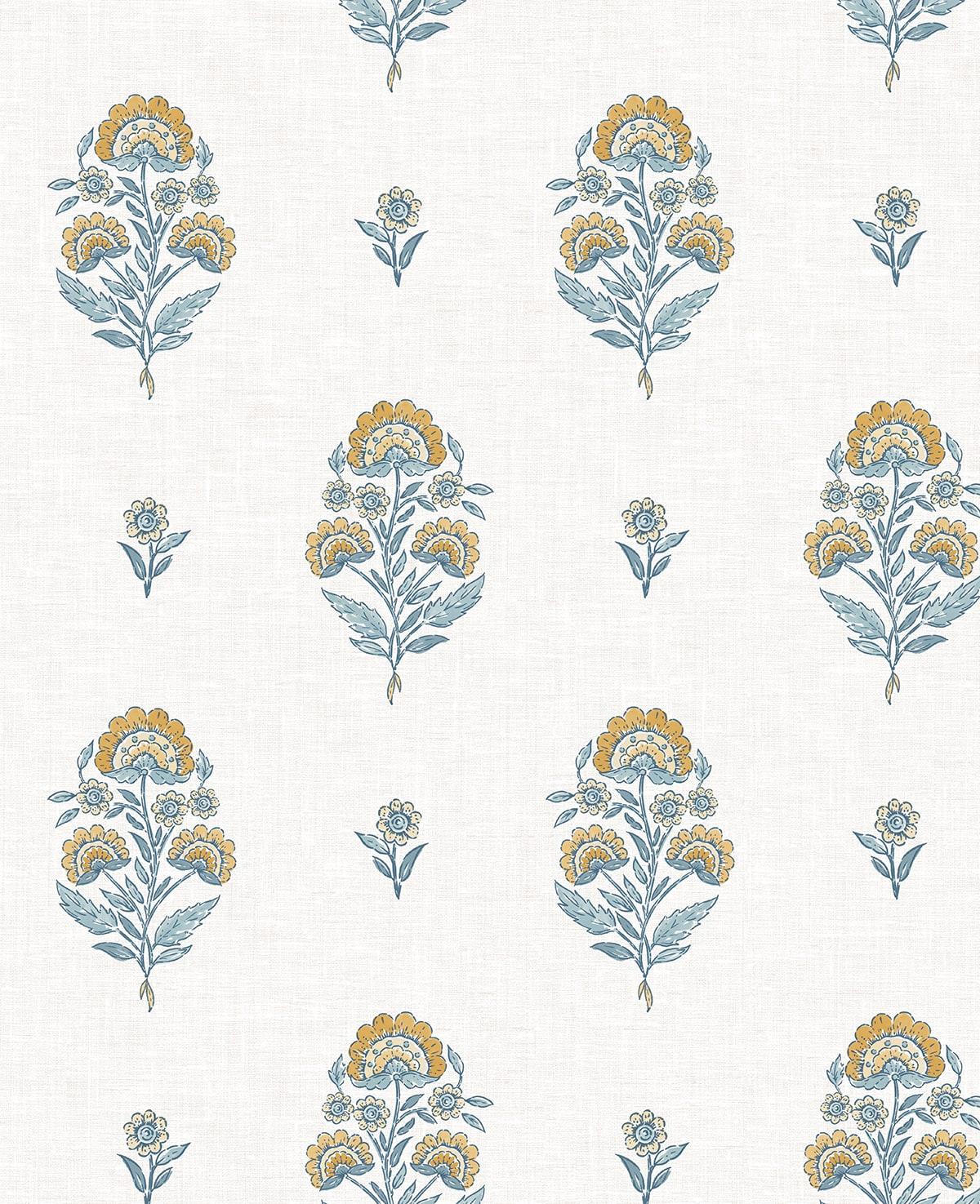 Seabrook Floral Spot Marigold & Seabreeze Wallpaper