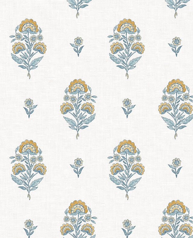 Seabrook Floral Spot Marigold & Seabreeze Wallpaper