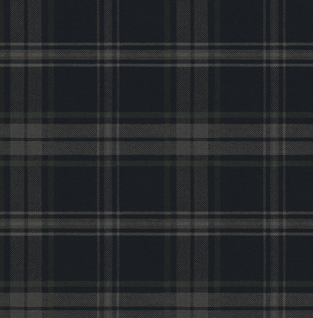 Seabrook Dellabrooke Plaid Dark Blue & Evergreen Wallpaper