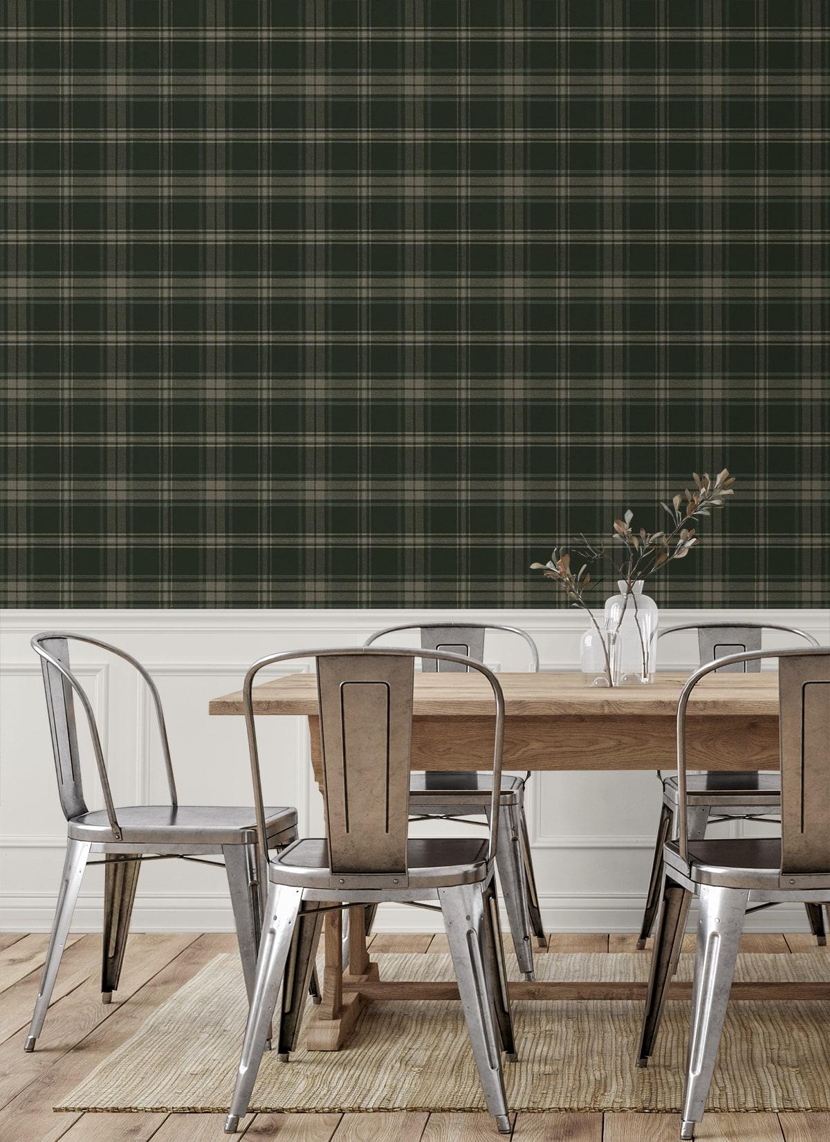 Seabrook Dellabrooke Plaid Greenery Wallpaper