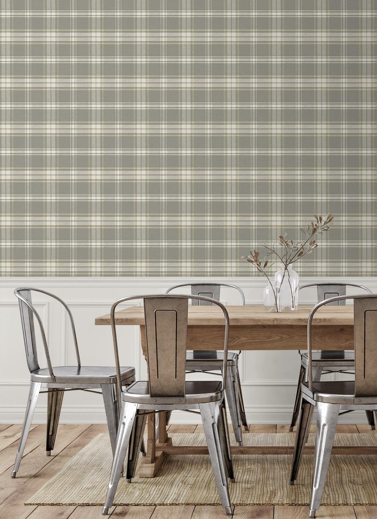 Seabrook Dellabrooke Plaid Daydream Grey Wallpaper