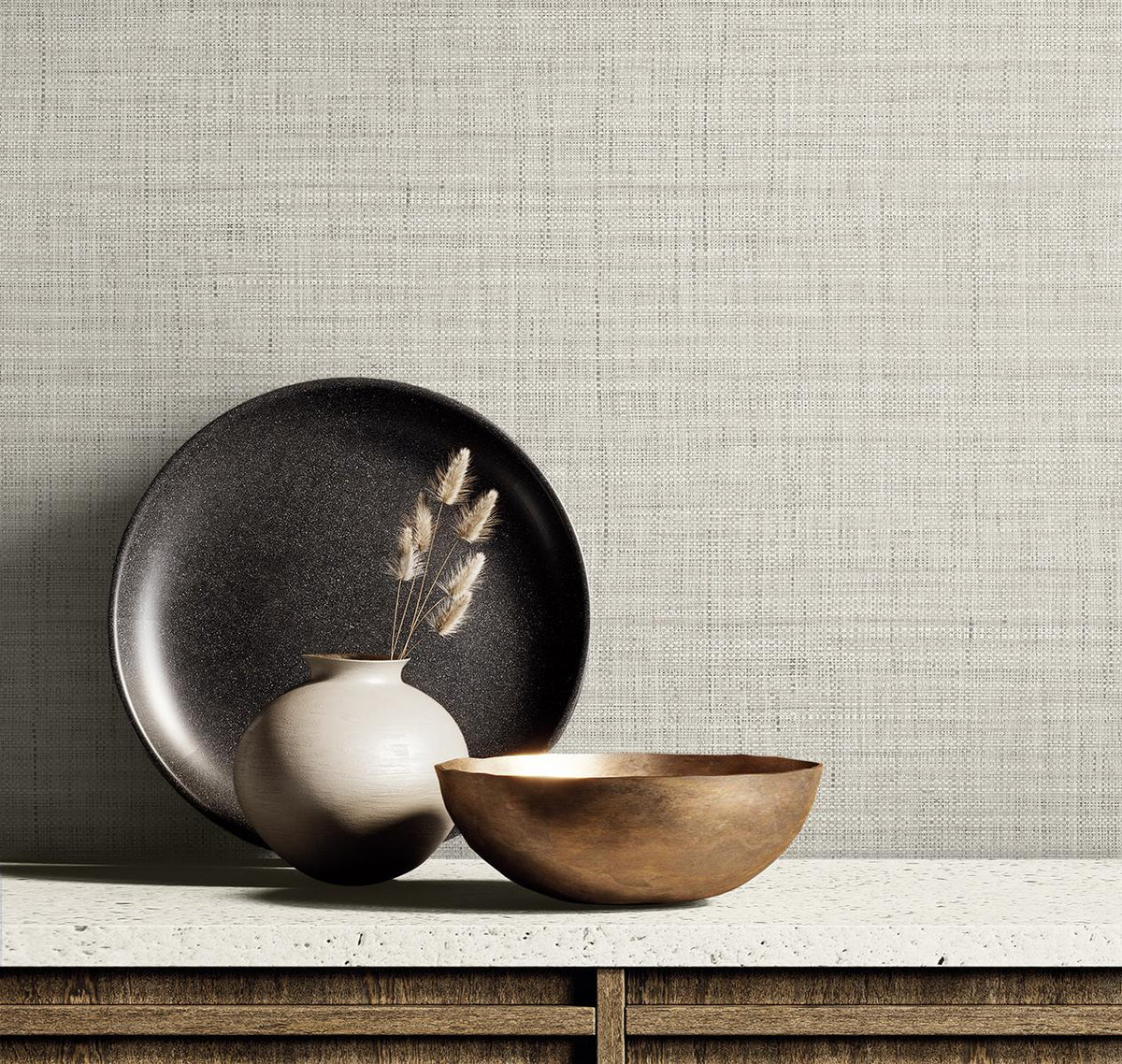 Seabrook Harvest Twine Pebble Wallpaper