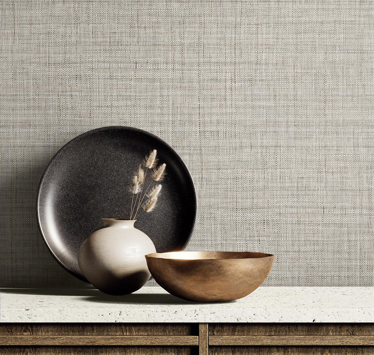 Seabrook Harvest Twine Fog Wallpaper
