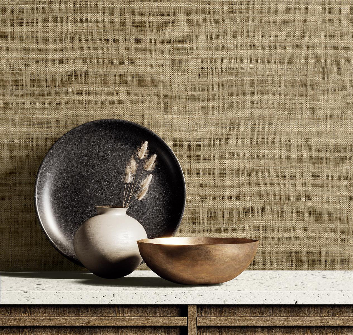 Seabrook Harvest Twine Brown Wallpaper