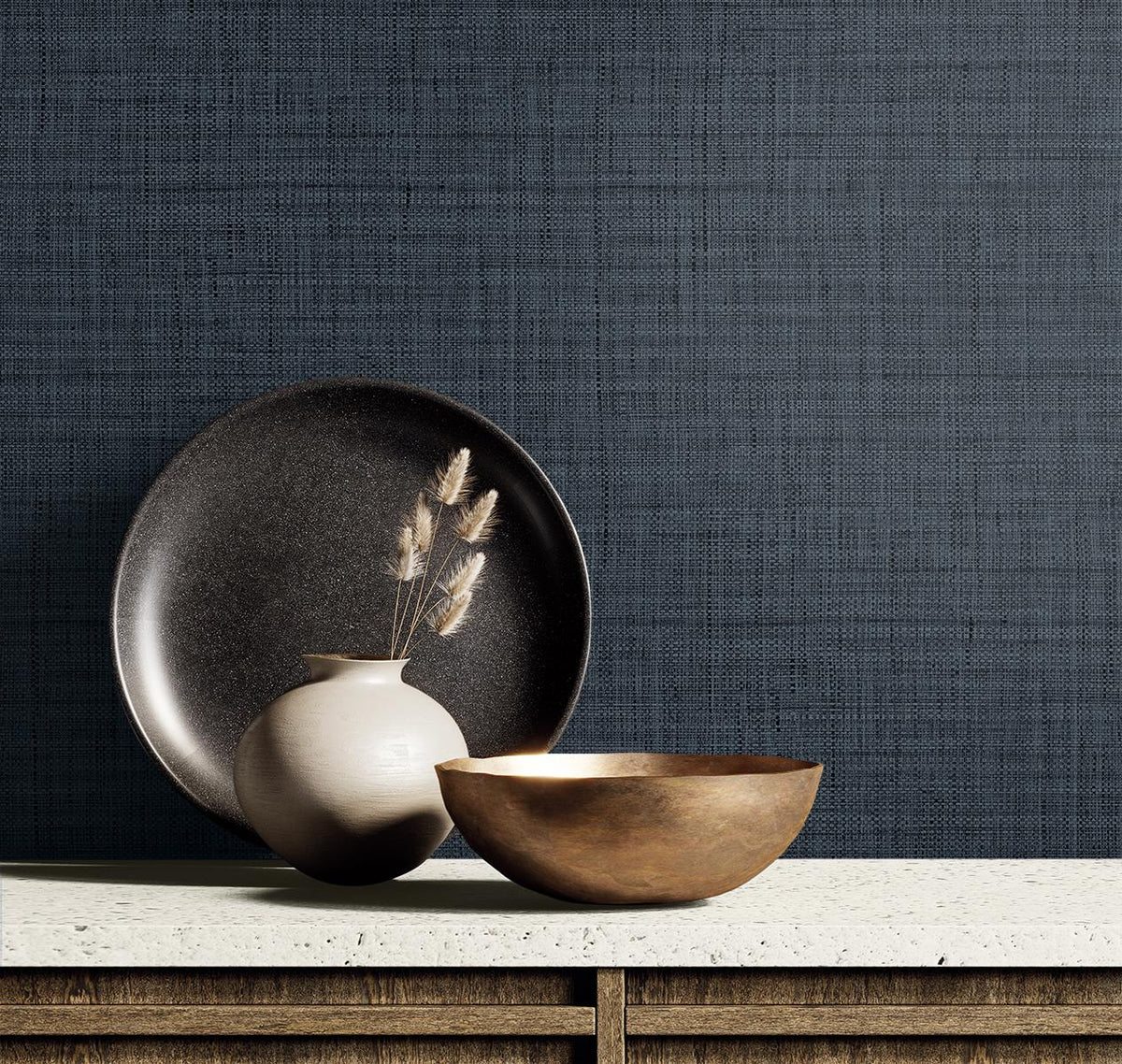 Seabrook Harvest Twine Ocean Blue Wallpaper