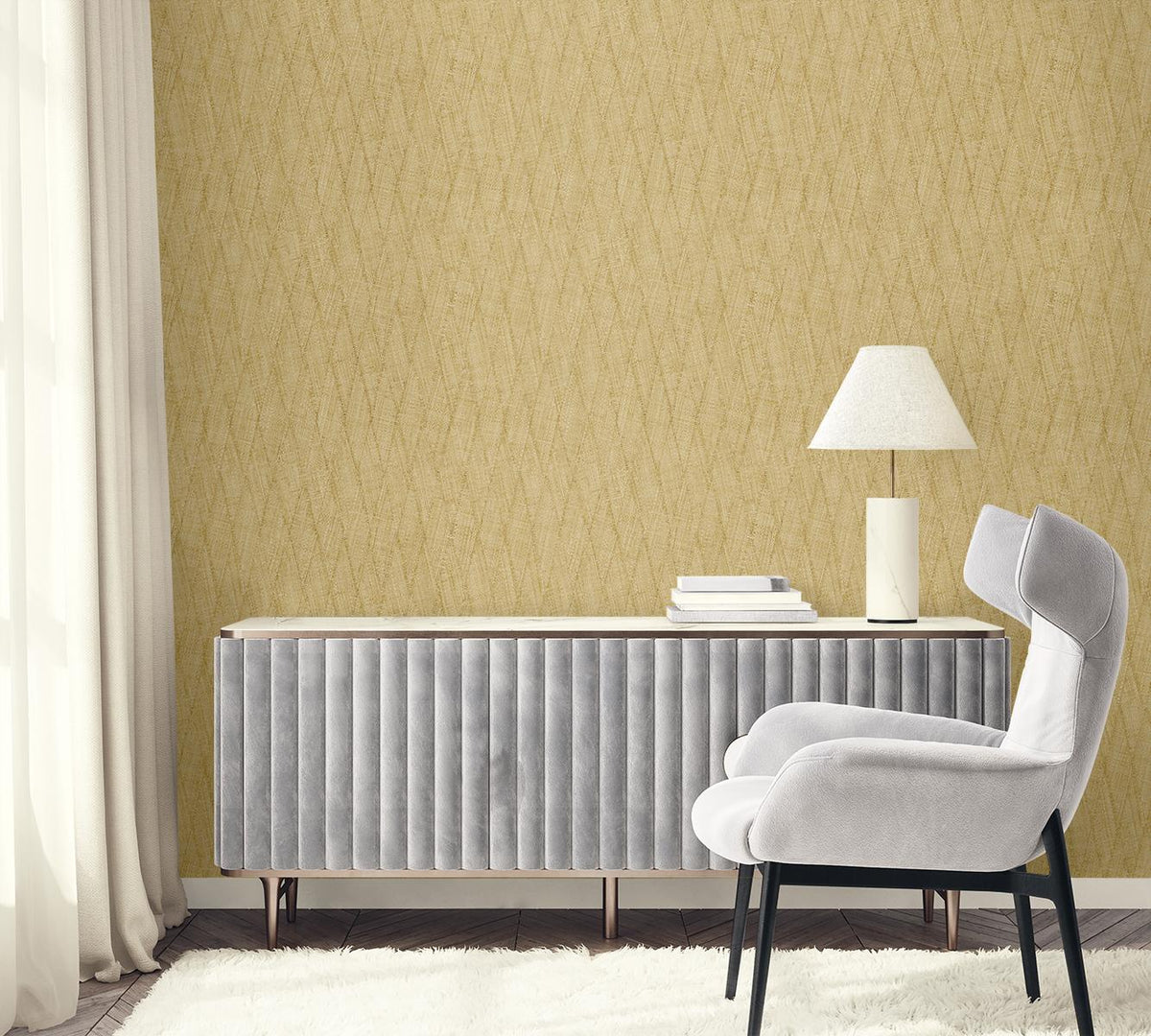 Seabrook Sun Woven Honey Wallpaper