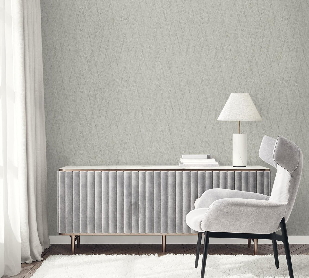 Seabrook Sun Woven Fog Wallpaper