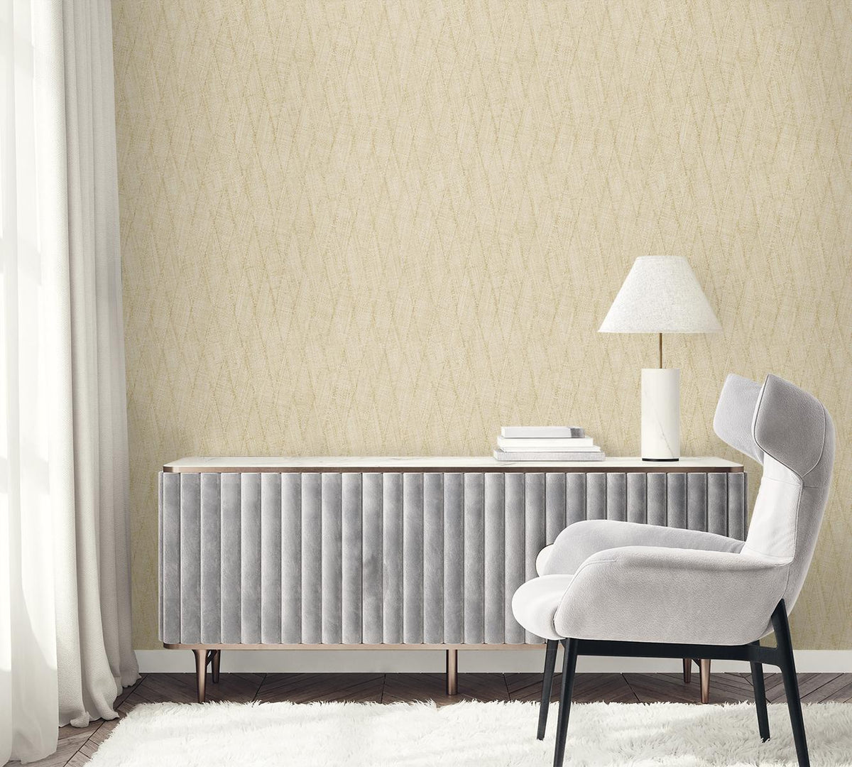 Seabrook Sun Woven Ivory Wallpaper