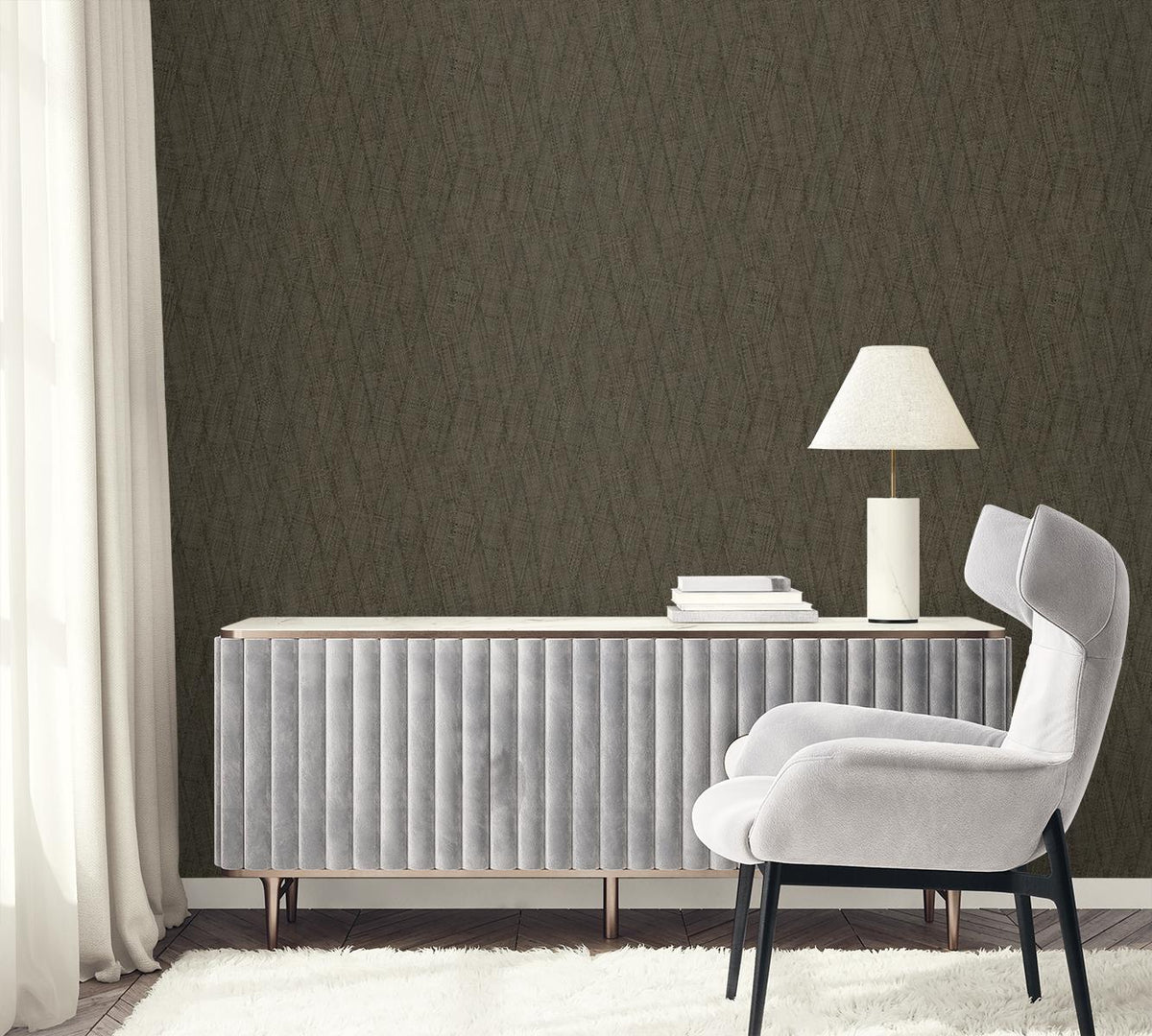 Seabrook Sun Woven Clove Wallpaper