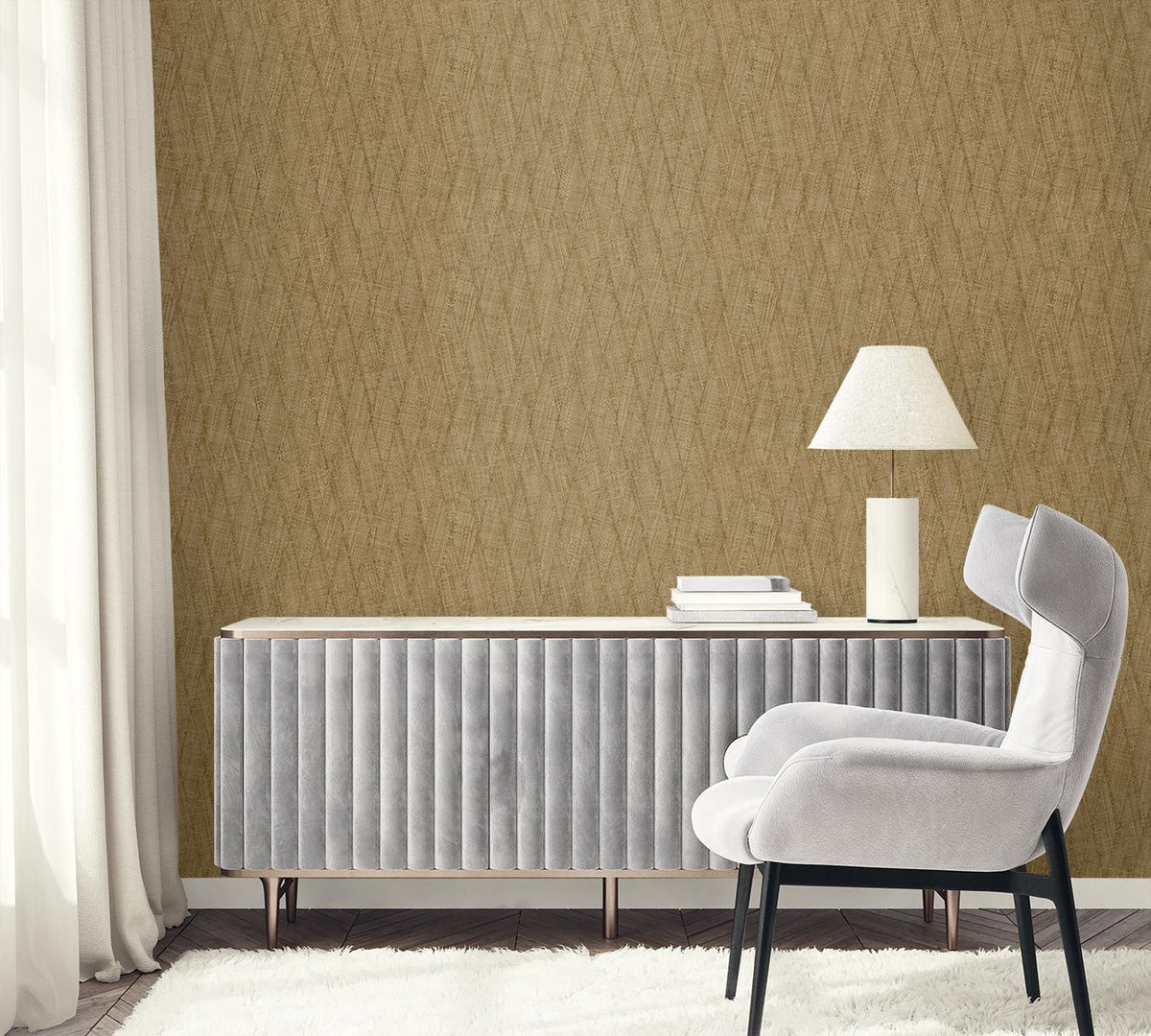 Seabrook Sun Woven Camel Wallpaper