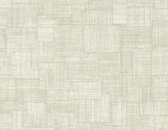 Seabrook Woven Blocks Oyster Wallpaper