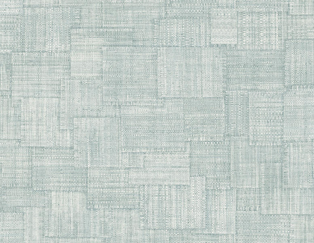 Seabrook Woven Blocks Sky Blue Wallpaper