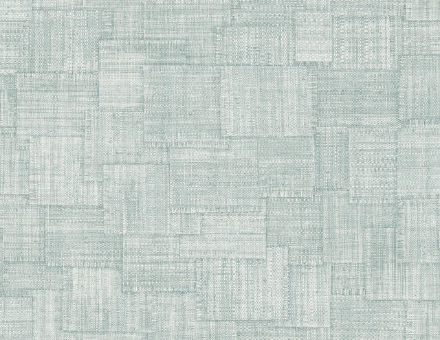 Seabrook Woven Blocks Sky Blue Wallpaper