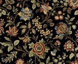 Seabrook Jacobean Floral Trail Ebony Wallpaper