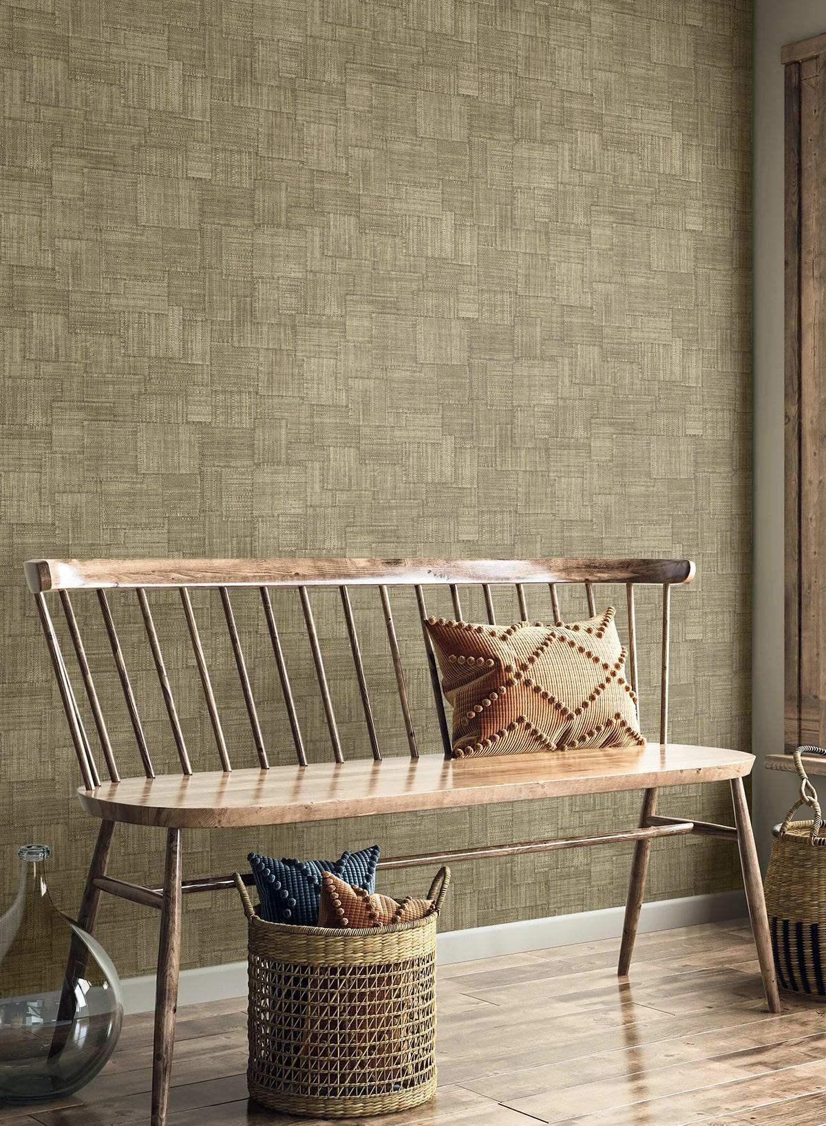 Seabrook Woven Blocks Woodbridge Wallpaper