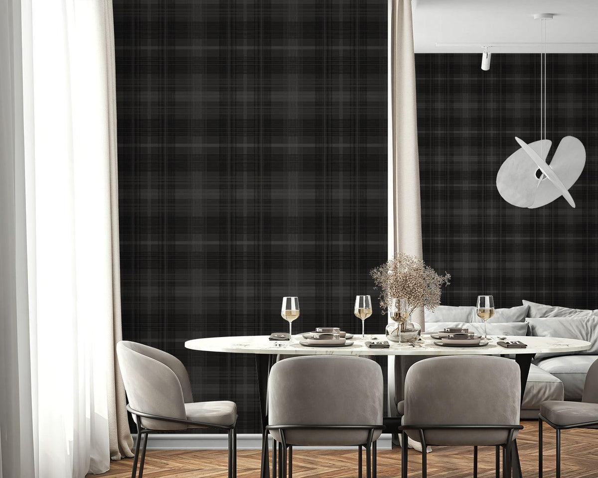 Seabrook Crossroads Plaid Wrought Iron Wallpaper